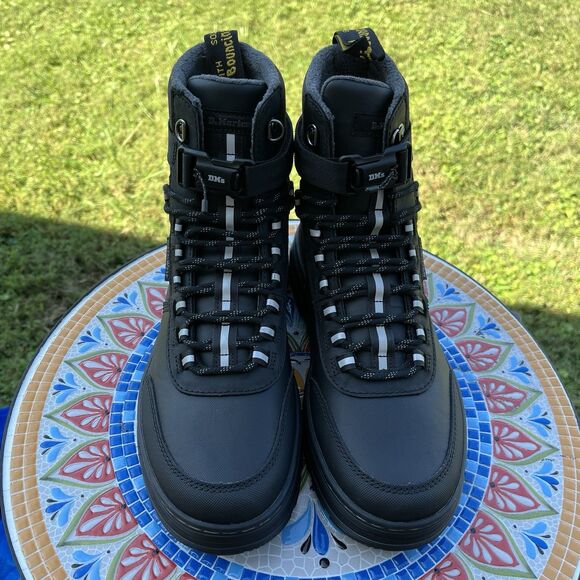 Dr Doc Martens Combs Tech WX Sz Women's 9 / M8 Leather Utility Black Boots NEW - Picture 3 of 10